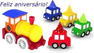 4 carros coloridos Desenhos animados para crianças  Feliz aniversário 4 carros [upl. by Dettmer703]