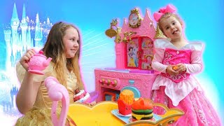 PRINCESS SISTERS Royal Kitchen Cooking Toy Food Kids Pretend Play [upl. by Orsay764]