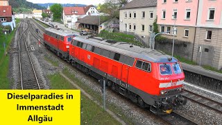 Immenstadt BR218 Dieselsound an IC von Oberstdorf amp Dieselsound an Schotterzug mit Class66 PESA [upl. by Draner955]