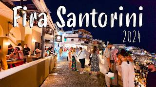 Fira Santorini walking tour 4k nightlife sunset Santorini Greece 2024 [upl. by Torey747]