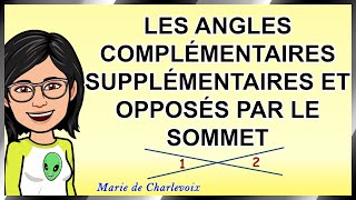 Angles complémentaires supplémentaires et opposés par le sommet Cours 59 ✔CAHIER DEXERCICES 😉 [upl. by Mariellen]