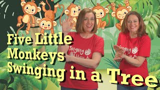 Makaton  FIVE LITTLE MONKEYS SWINGING IN A TREE  Singing Hands [upl. by Telfore]