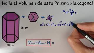 COMO HALLAR LAS AREAS Y VOLUMEN DE UN PRISMA HEXAGONAL  AREA LATERAL Y TOTAL [upl. by Fiel]