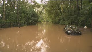 Chattahoochee River overflows causing flooding in Cobb County after Helene  Friday 4p update [upl. by Nanni]