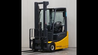 Jungheinrich EFG 215 2014 electric forklift truck duplex mast free lift side shift 16226 h [upl. by Deenya]