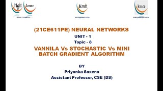 UNIT  1VANNILA Vs STOCHASTIC Vs MINI BATCH GRADIENT ALGORITHM [upl. by Nedac44]