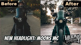 HarleyDavidson Headlight How to install Moons MC Fly Eye V2 With Memphis Shades Road Warrior [upl. by Ruel]