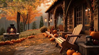 AUTUMN PORCH AMBIENCE Pumpkin Guts Sizzling Pumpkin Seeds Fireplace Sounds Nature sounds [upl. by Akihsat]