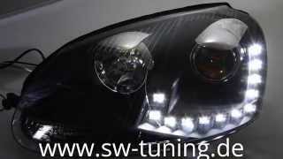 SWDRL Scheinwerfer Golf 5 Black TFL SWTuning [upl. by Cly]