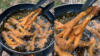 Deep Fried Chicken Feet Recipe  Yummy Crispy Chicken Feet Cooking in Village [upl. by Candyce]