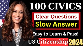 2024 random 100 civics questions and answers  US citizenship interview I N400 Interview n [upl. by Ahsyak]