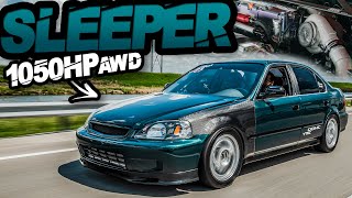 1050HP 4 Door Turbo AWD Honda  The Ultimate SLEEPER Civic is Back TRC AWD Honda Project [upl. by Bushweller]