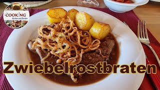 Zwiebelrostbraten  Rinderrostbraten schnell und einfach erklärt mit Zwiebelringe und Bratkartoffel [upl. by Mayne65]