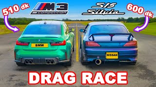 BMW M3 v Nissan Silvia S15 600 dk DRAG RACE [upl. by Regdirb]