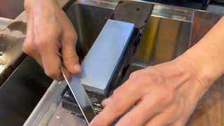 Sharpening Demo for Suehiro New Cerax 10003000 Whetstone CR3800 [upl. by Syah]