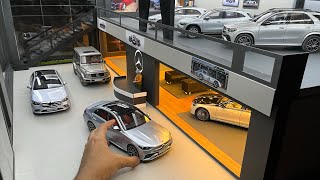 Mega MercedesBenz Car Collection 118 Scale  Mercedes Dealership Diorama  Diecast Model Cars [upl. by Jecon]