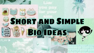 BIO IDEAS Short and Simple Bios for your Instagram and Facebook✨ [upl. by Kaitlyn]