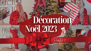 DÉCORATION NOËL 2023 PARTIE I 🎅🏼🎄 Décore avec moi • Noël traditionnel • Thème sucre d’orge [upl. by Dasya]