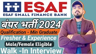 ESAF small finance bank hiring freshers  walk in drive  eligibility  salary  location  job role [upl. by Oiligriv]