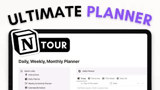 ULTIMATE Daily Weekly Monthly Planner with Notion  AllInOne Template Tour [upl. by Stillas2]