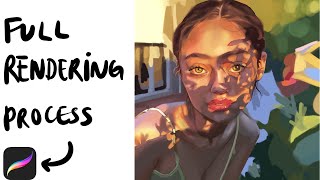 Full Digital Art Process • Rendering skin and features on procreate no interruptions [upl. by Hathaway]