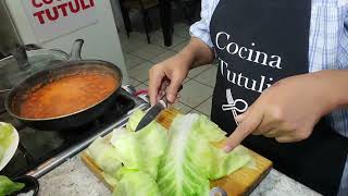 Royitos de repollo rellenos de carne molida en casa de tomate 😋👍🍅🧀 Cocina Tutuli [upl. by Siramaj]