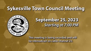 Sykesville Town Council Meeting 9252023 [upl. by Juno]