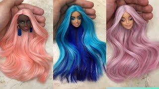 Disney Princess Doll Makeup  DIY Miniature Ideas for Barbie  Wig Dress Faceup and More DIY [upl. by Akerehs]