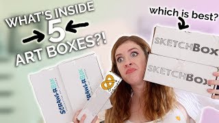 OPENING 125 WORTH OF ART SUBSCRIPTION BOXES ScrawlrBox Sketchbox Art Snacks [upl. by Keelia]