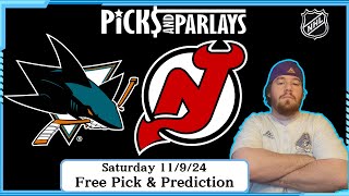 Sharks vs Devils  NHL Free Pick Sunday 111024  Picks And Parlays [upl. by Annel]