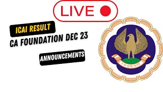 Live Announcement CA Foundation December 2023 Result  CA foundation December Result Notification [upl. by Rudwik]