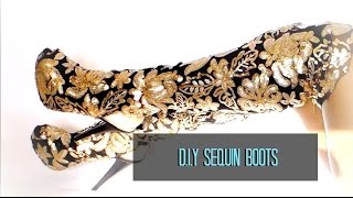 DIY NEW YEARS EVE SEQUINS BOOTS [upl. by Florian]