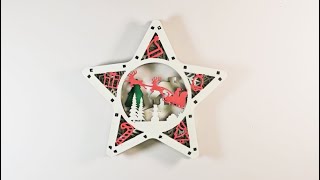 Star shape Christmas Tree Decorations Snowy Scene Deer New Year Laser cut Digital Download 310 [upl. by Desma]