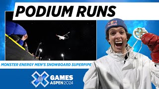 Monster Energy Men’s Snowboard SuperPipe Top 3 Runs  X Games Aspen 2024 [upl. by Hsekar]