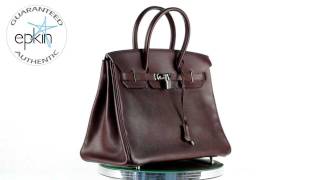 Hermes Birkin 35 cm Evergrain Leather Handbag Tote Bag Palladium Havanne Brown [upl. by Friede]