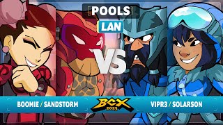 Boomie amp Sandstorm vs VipR3 amp Solarson  Pools  Brawlhalla World Championship 2023  LAN 2v2 [upl. by Zaraf170]