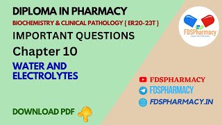 CH 10 Water and Electrolytes  Biochemistry amp Clinical Pathology Important Questions  DPharma [upl. by Asit]