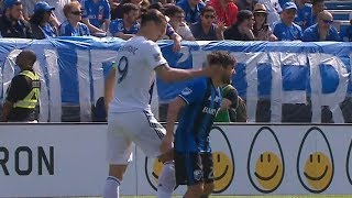 RED CARD Zlatan Ibrahimovic slaps opponent in the head [upl. by Carrnan142]