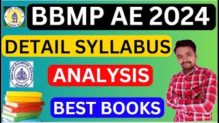 BBMP AE DETAIL SYLLABUS ANALYSIS 2024  TEXT BOOKS amp MCQ BOOKS COMPLETE DETAILS  bbmp [upl. by Suilenrac]