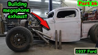 Building megaphone exhaust for the 1937 Ford hot rod Part 26 [upl. by Sevart]