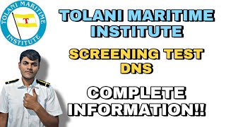 Screening Test DNS Sponsorship  Tolani Maritime Institute  Pattern  Important Topics [upl. by Lance]