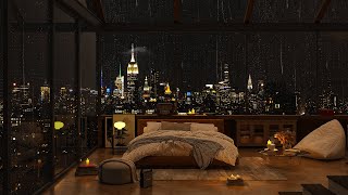 Rainy Night Jazz  Cozy NYC Bedroom Ambience with Warm Piano Jazz Music to Work Study amp Sleep [upl. by Skiest418]