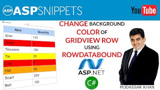 Hindi  Change Background color of GridView Row using RowDataBound event in ASPNet using C [upl. by Walcoff]