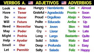 👉✨ LECCION DE INGLES 100 Verbos Auxiliares  100 Adjetivos  100 Adverbios 📚  Domina el Inglés ✅🧠 [upl. by Ietta]