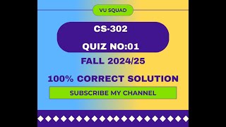 CS302 QUIZ NO1 SOOUTION FALL 202425 [upl. by Airym]