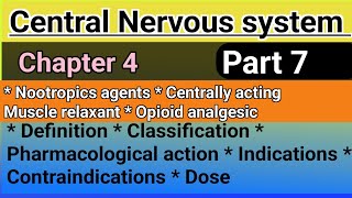 Nootropics agents  Centrally acting muscle relaxant  Opioid analgesic in hindi [upl. by Arriat]