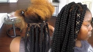 Box Braids Step By Step Tutorial With Single Synthetic Hair Extensions Part 2 [upl. by Nnyleimaj602]