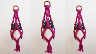 DIY mini PORTA MACETAS de MACRAME paso a pasoDIY Mini Macrame Plant Hanger Tutorial [upl. by Ursi]