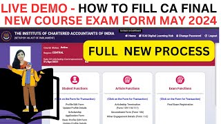 Live Demo  How to Fill CA Final May 2024 Exam Form  How to Fill CA Exam Form May 2024  ICAI EXAM [upl. by Capon]