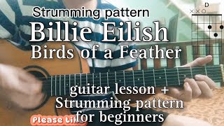 Birds of a Feather Guitar tutorial  Billie Eilish strumming and chords tutorial for begginers [upl. by Manbahs]